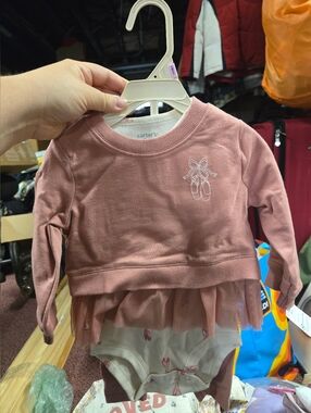 Carter's Mauve Pink Long Sleeve Tutu Bodysuit Set